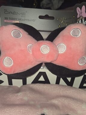 NEW CREME AND MINI MOUSE Pink Polka Dot Bow Teddy Headband